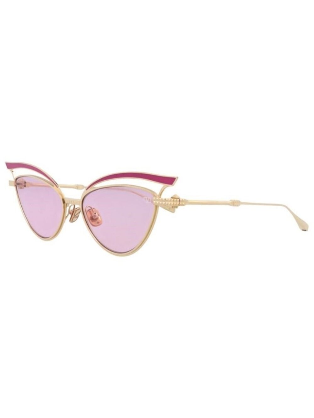 New Valentino Womens Cat Eye Gold-Gold-Pink Fashion Designer Sunglasses